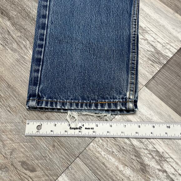 Levis 505 Mens 36x31 Regular Straight Fit Faded Distressed Denim Jeans Red‎ Tab - Picture 11 of 11